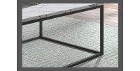 Table basse collection OREGON. Meuble style industriel effet marbre blanc.
