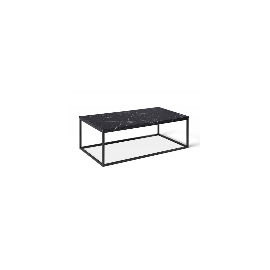 Table basse collection OREGON. Meuble style industriel effet marbre noir.