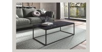 Table basse collection OREGON. Meuble style industriel effet marbre noir.