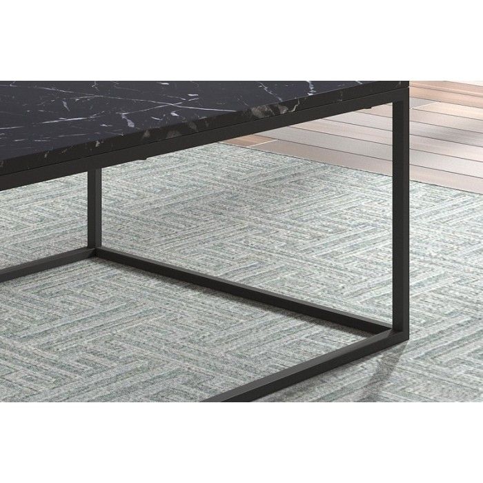 Table basse collection OREGON. Meuble style industriel effet marbre noir.