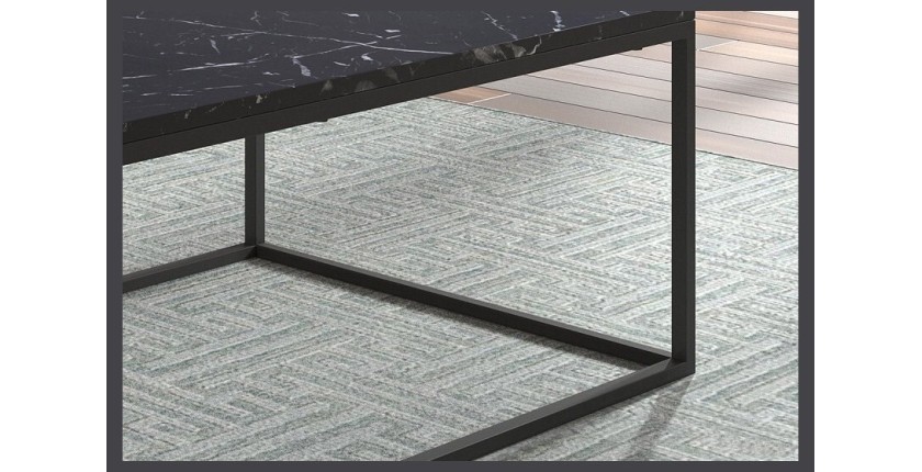 Table basse collection OREGON. Meuble style industriel effet marbre noir.
