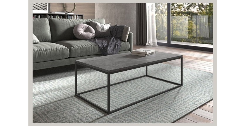 Table basse collection OREGON. Meuble type industriel effet béton.