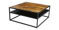 Table Basse carrée MODENE en bois massif (90x90cm). Meuble style industriel