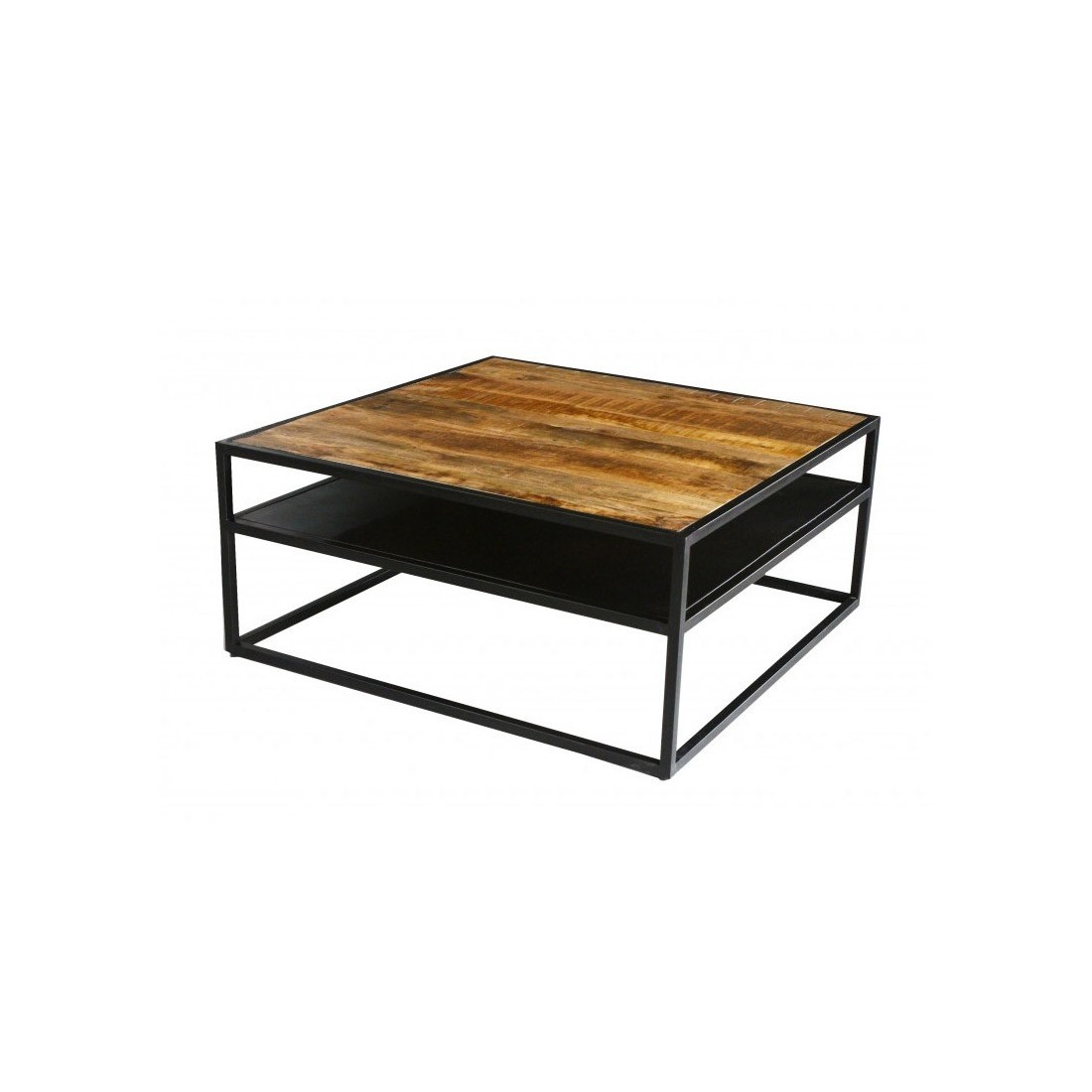 Table Basse carrée MODENE en bois massif (90x90cm). Meuble style industriel