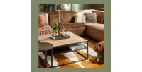 Table Basse carrée MODENE en bois massif (90x90cm). Meuble style industriel