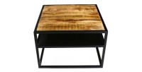 Table Basse carrée MODENE en bois massif (90x90cm). Meuble style industriel