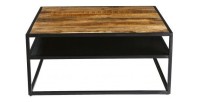 Table Basse carrée MODENE en bois massif (90x90cm). Meuble style industriel