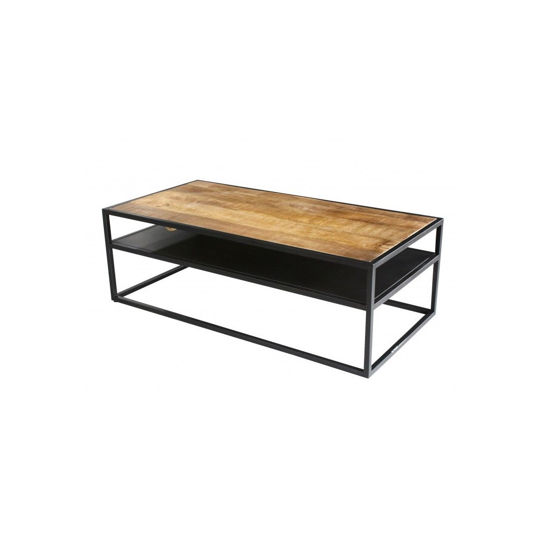 Table Basse rectangulaire MODENE en bois massif (120x60cm). Meuble style industriel