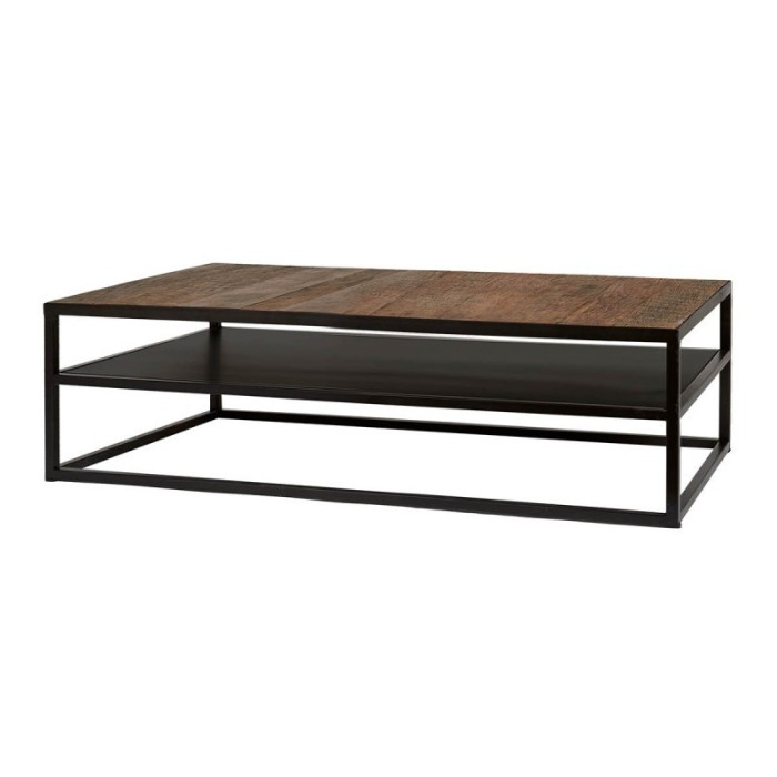 Table Basse rectangulaire MODENE en bois massif (140x80cm). Meuble style industriel