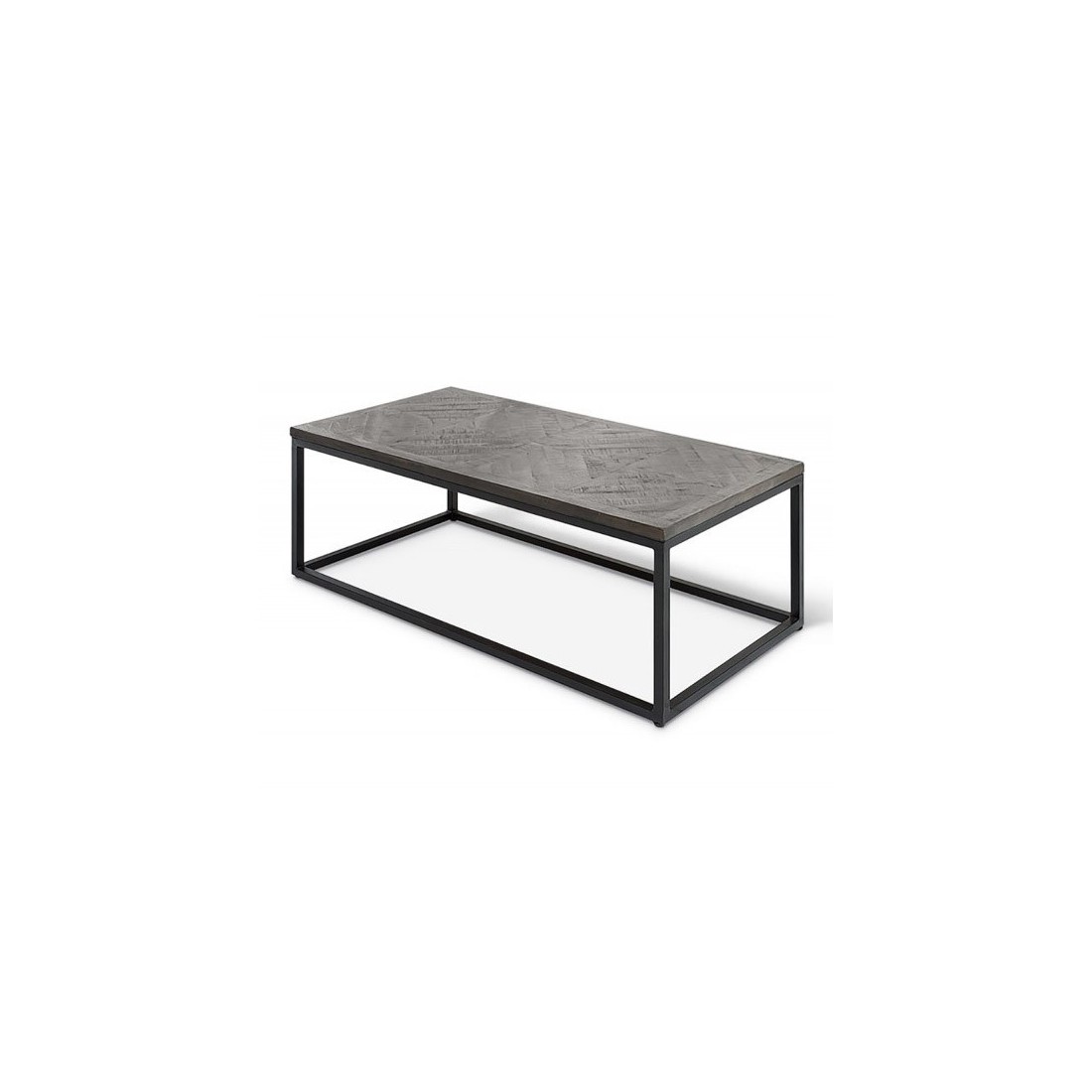 Table basse rectangulaire MADERE en bois massif et finition grise - 120x60. Meuble style industriel