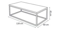 Table basse rectangulaire MADERE en bois massif et finition grise - 120x60. Meuble style industriel