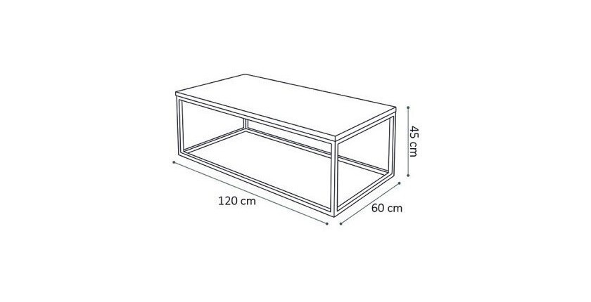 Table basse rectangulaire MADERE en bois massif et finition grise - 120x60. Meuble style industriel