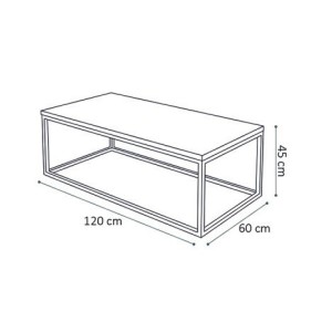 Table basse rectangulaire MADERE en bois massif et finition grise - 120x60. Meuble style industriel