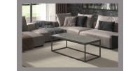 Table basse rectangulaire MADERE en bois massif et finition grise - 120x60. Meuble style industriel