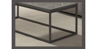 Table basse rectangulaire MADERE en bois massif et finition grise - 120x60. Meuble style industriel