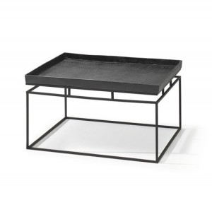 Table basse carrée en métal style industriel collection MILLER. Coloris noir.