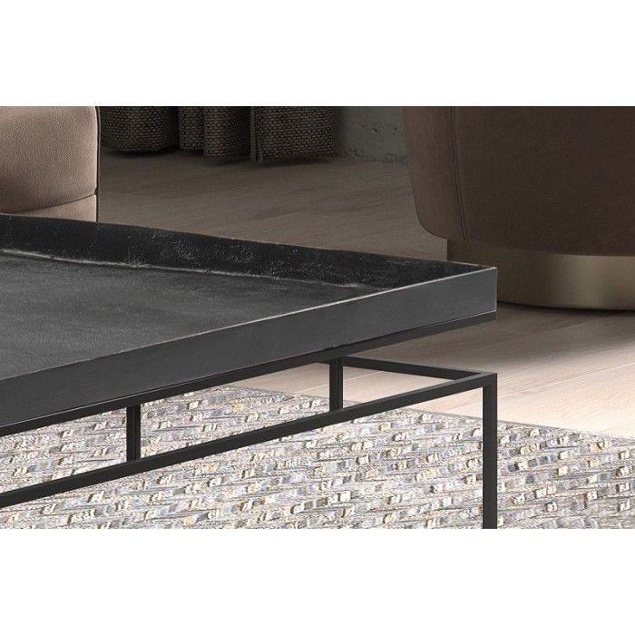 Table basse carrée en métal style industriel collection MILLER. Coloris noir.