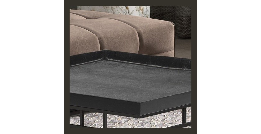 Table basse carrée en métal style industriel collection MILLER. Coloris noir.
