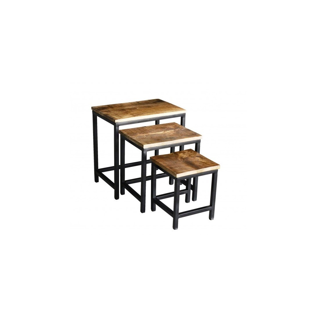 Tables d'appoint gigognes rectangulaires en bois massif collection ANKARA.