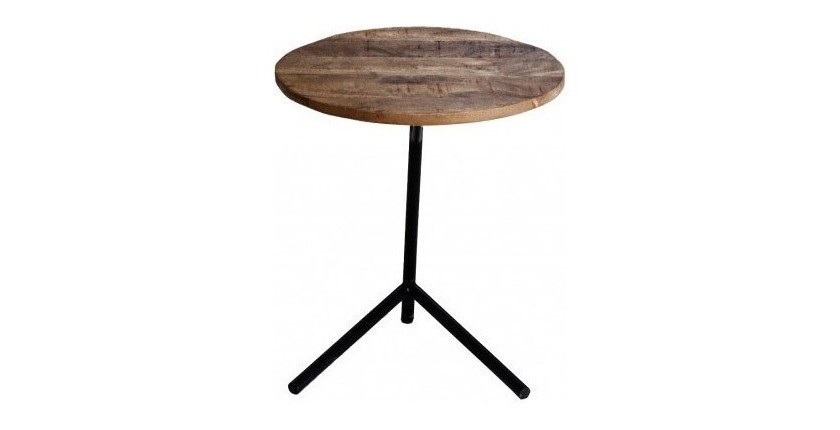 Table d'appoint design collection VERSO structure en métal et plateau en bois exotique
