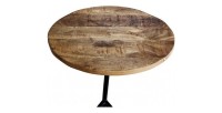 Table d'appoint design collection VERSO structure en métal et plateau en bois exotique