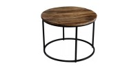 Table d'appoint design collection LAGON structure en métal et plateau en bois massif