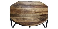 Table d'appoint design collection LAGON structure en métal et plateau en bois massif