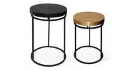 Table gigogne ronde 2 pièces en métal style industriel collection CARMEN