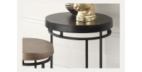 Table gigogne ronde 2 pièces en métal style industriel collection CARMEN