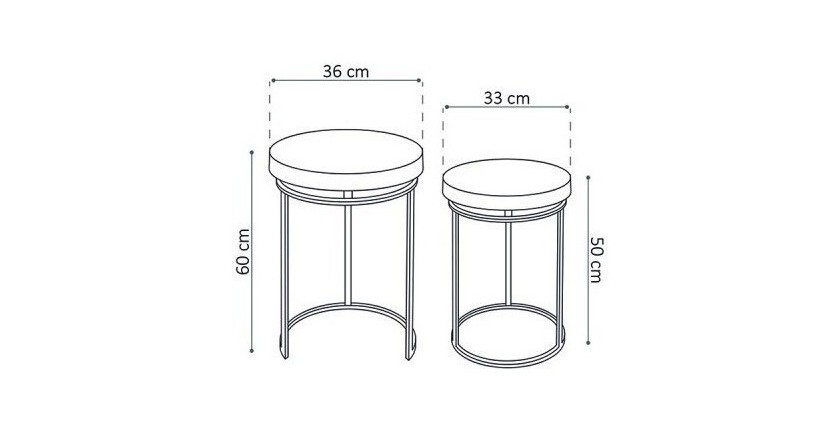 Table gigogne ronde 2 pièces en métal style industriel collection CARMEN