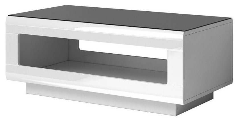 Table basse design LUCIA blanche et noire brillante. Meuble idéal pour votre salon.