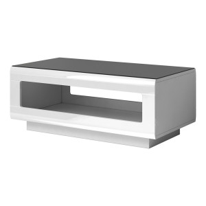 Table basse design LUCIA blanche et noire brillante. Meuble idéal pour votre salon.