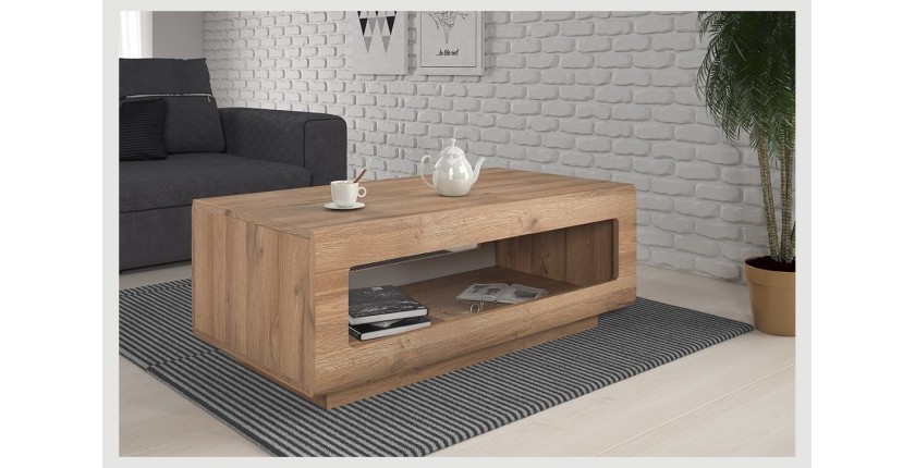 Table basse design collection BREDA coloris chêne. Meuble idéal pour votre salon.