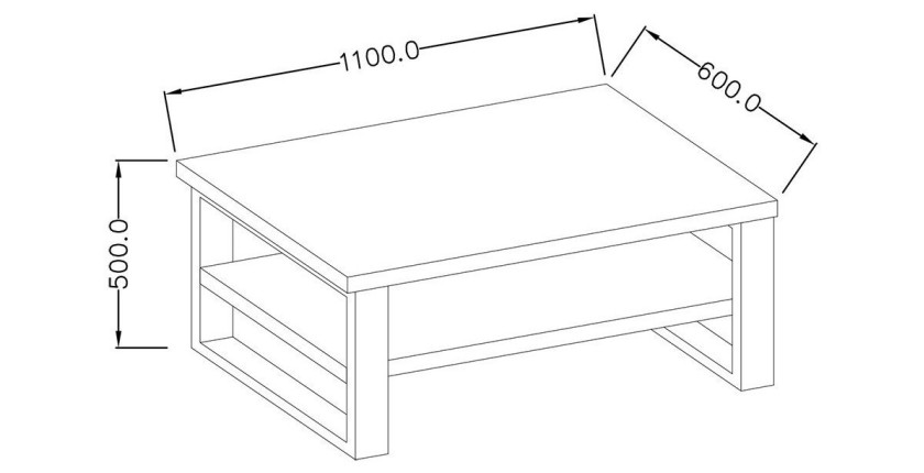 Table basse design collection MILO coloris chêne. Meuble idéal pour votre salon.