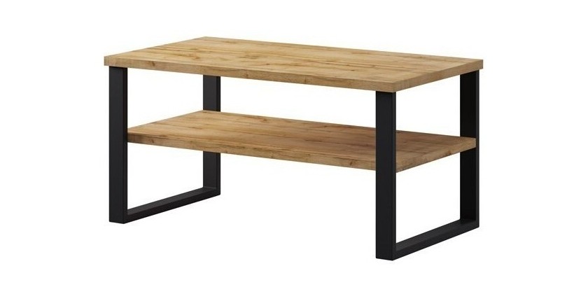 Table basse design collection MILO coloris chêne. Meuble idéal pour votre salon.