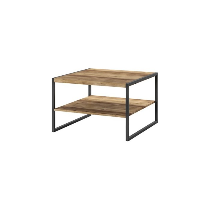 Table basse carrée style industriel collection ZOLA. Coloris épicéa et noir.