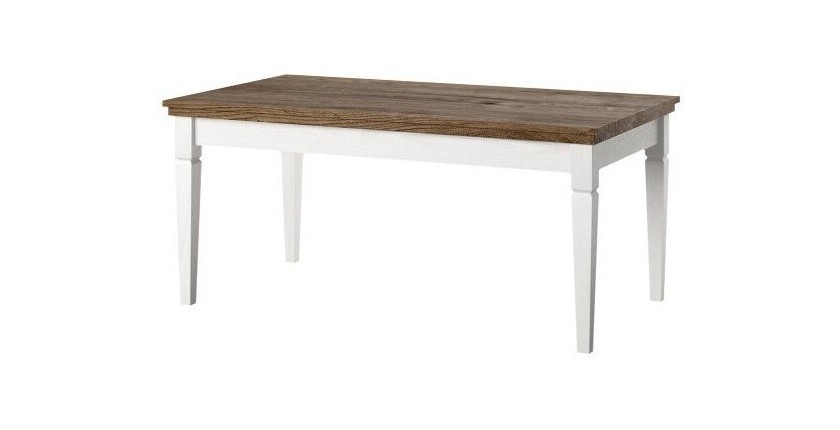 Table basse rectangulaire collection ASSIA. Coloris frêne blanc et chêne.