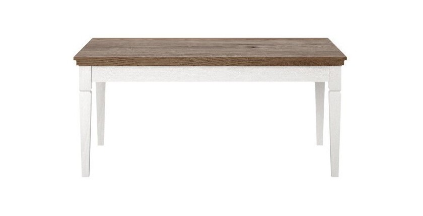 Table basse rectangulaire collection ASSIA. Coloris frêne blanc et chêne.