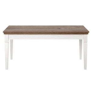 Table basse rectangulaire collection ASSIA. Coloris frêne blanc et chêne.