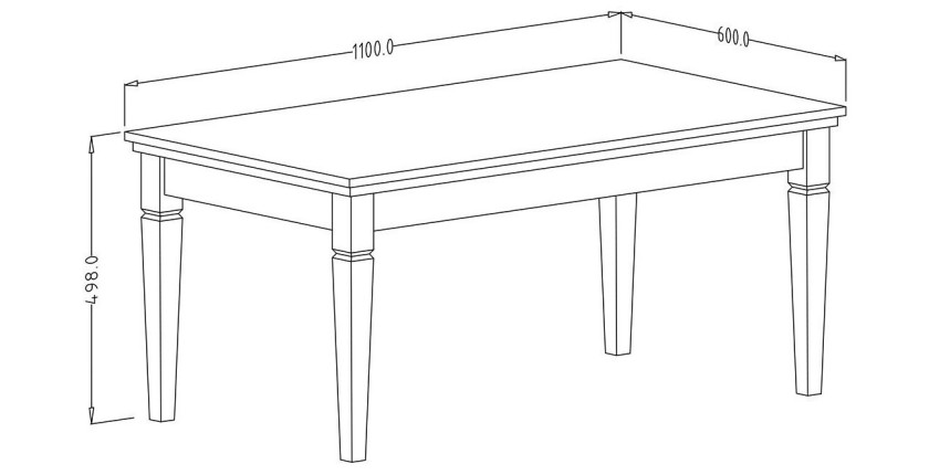 Table basse rectangulaire collection ASSIA. Coloris frêne blanc et chêne.