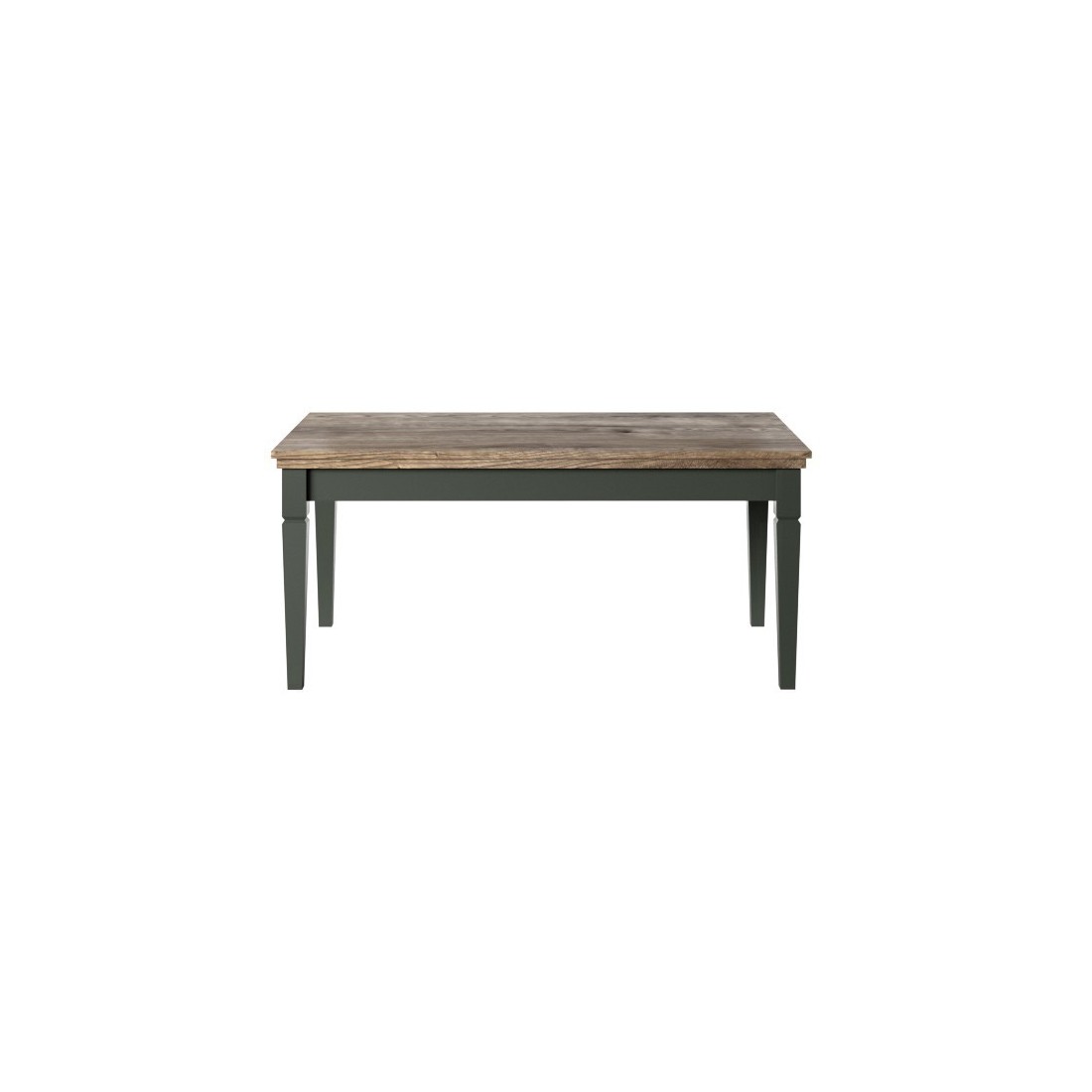 Table basse rectangulaire collection ASSIA. Coloris vert et chêne.