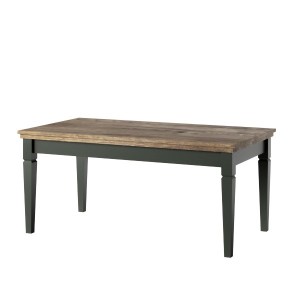 Table basse rectangulaire collection ASSIA. Coloris vert et chêne.