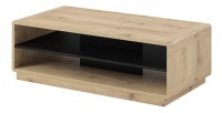 Table basse couleur chêne et noir collection VILLA avec niches de rangement.