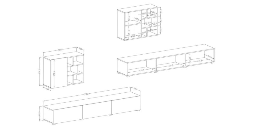 Composition de meubles design pour salon effet ardoise collection NARVA.