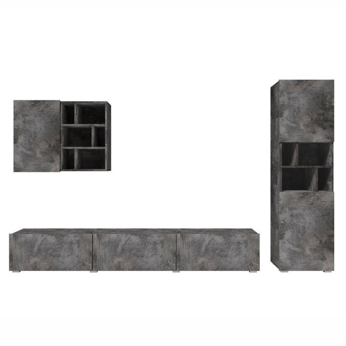 Composition de 3 meubles design pour salon effet ardoise collection NARVA.