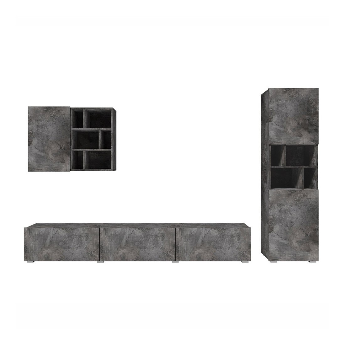 Composition de 3 meubles design pour salon effet ardoise collection NARVA.