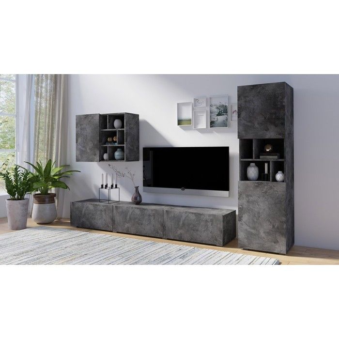 Composition de 3 meubles design pour salon effet ardoise collection NARVA.