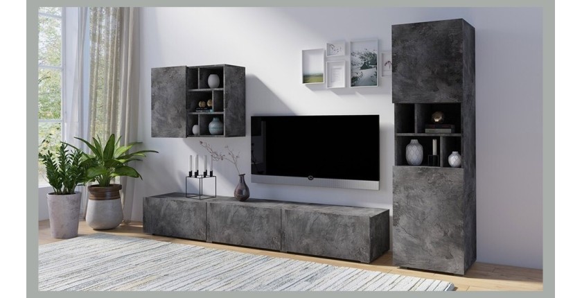Composition de 3 meubles design pour salon effet ardoise collection NARVA.
