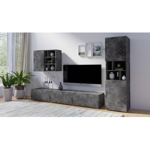 Composition de 3 meubles design pour salon effet ardoise collection NARVA.