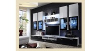 Composition de meubles TV  design collection LORA. Coloris blanc et noir.